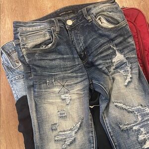 Rugged Distressed Denim Jeans